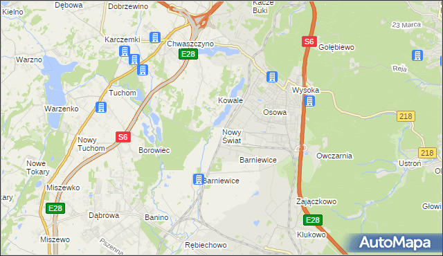 mapa Nowy Świat gmina Żukowo, Nowy Świat gmina Żukowo na mapie Targeo