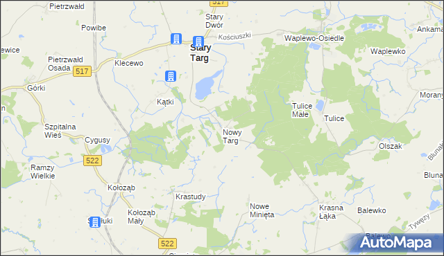 mapa Nowy Targ gmina Stary Targ, Nowy Targ gmina Stary Targ na mapie Targeo