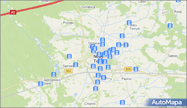 mapa Nowy Tomyśl, Nowy Tomyśl na mapie Targeo