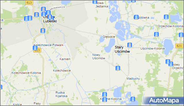 mapa Nowy Uścimów, Nowy Uścimów na mapie Targeo