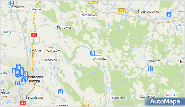 mapa Nowy Waliszów, Nowy Waliszów na mapie Targeo