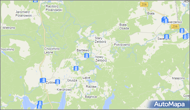 mapa Nowy Żelibórz, Nowy Żelibórz na mapie Targeo