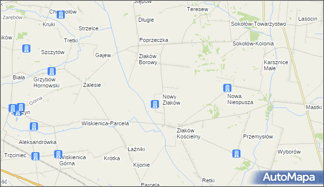 mapa Nowy Złaków, Nowy Złaków na mapie Targeo