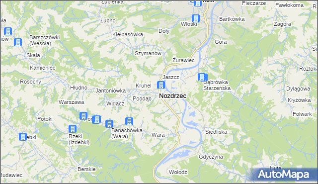 mapa Nozdrzec, Nozdrzec na mapie Targeo