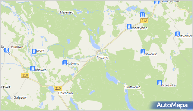 mapa Nożyno, Nożyno na mapie Targeo