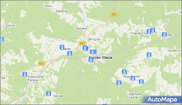 mapa Nurzec-Stacja, Nurzec-Stacja na mapie Targeo