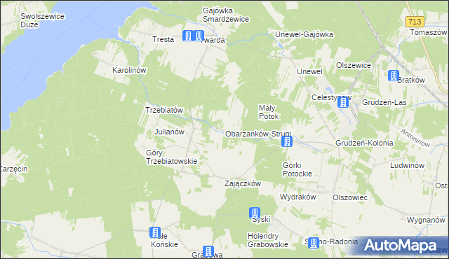 mapa Obarzanków-Strugi, Obarzanków-Strugi na mapie Targeo