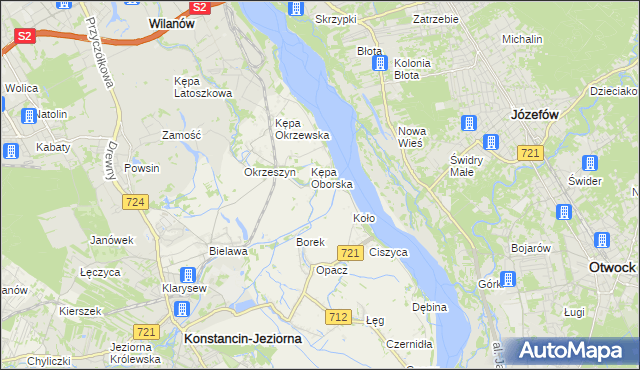 mapa Obórki gmina Konstancin-Jeziorna, Obórki gmina Konstancin-Jeziorna na mapie Targeo