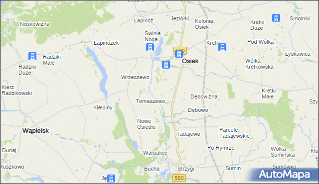 mapa Obórki gmina Osiek, Obórki gmina Osiek na mapie Targeo