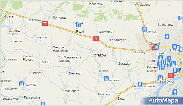 mapa Obrazów, Obrazów na mapie Targeo