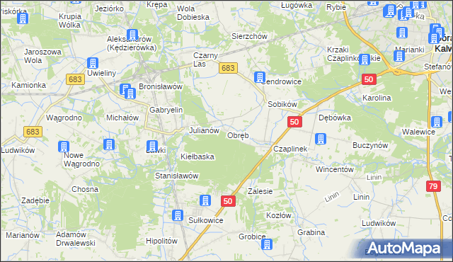 mapa Obręb gmina Góra Kalwaria, Obręb gmina Góra Kalwaria na mapie Targeo