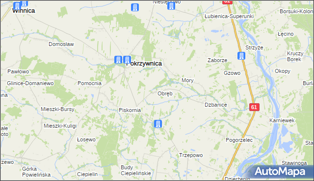 mapa Obręb gmina Pokrzywnica, Obręb gmina Pokrzywnica na mapie Targeo
