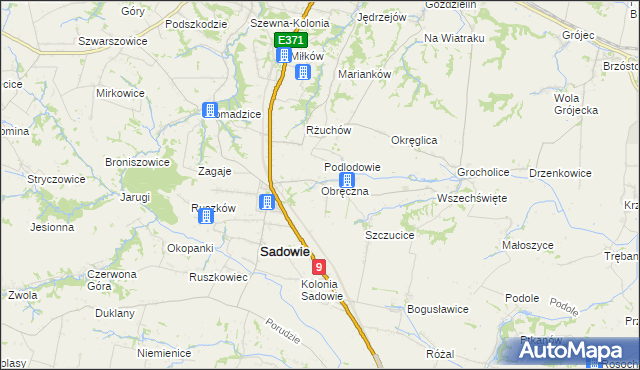 mapa Obręczna, Obręczna na mapie Targeo