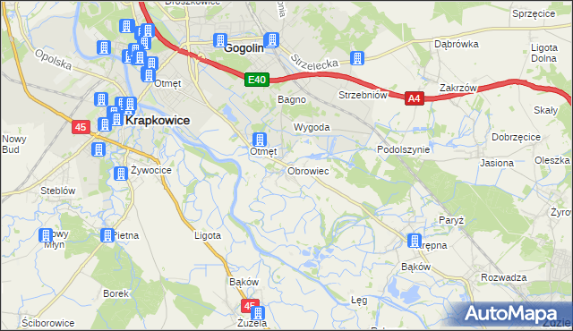 mapa Obrowiec gmina Gogolin, Obrowiec gmina Gogolin na mapie Targeo