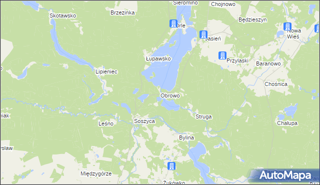 mapa Obrowo gmina Czarna Dąbrówka, Obrowo gmina Czarna Dąbrówka na mapie Targeo