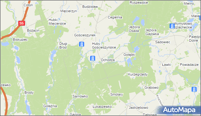 mapa Ochodza gmina Trzemeszno, Ochodza gmina Trzemeszno na mapie Targeo