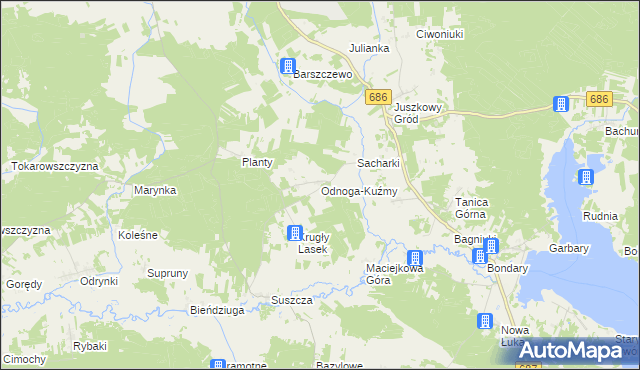 mapa Odnoga-Kuźmy, Odnoga-Kuźmy na mapie Targeo