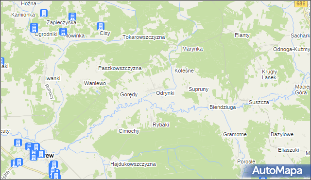 mapa Odrynki, Odrynki na mapie Targeo