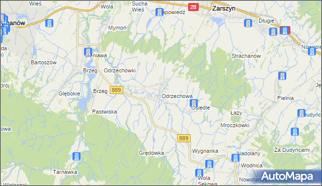 mapa Odrzechowa, Odrzechowa na mapie Targeo