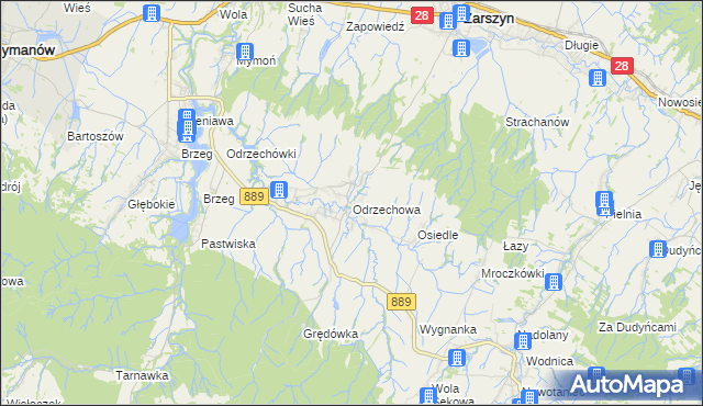 mapa Odrzechowa, Odrzechowa na mapie Targeo