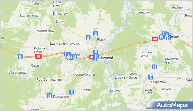 mapa Odrzywół, Odrzywół na mapie Targeo