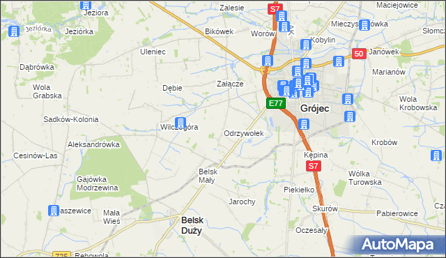 mapa Odrzywołek, Odrzywołek na mapie Targeo