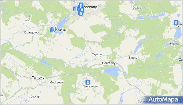 mapa Ognica gmina Dobrzany, Ognica gmina Dobrzany na mapie Targeo