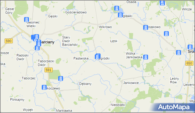 mapa Ogródki gmina Barciany, Ogródki gmina Barciany na mapie Targeo