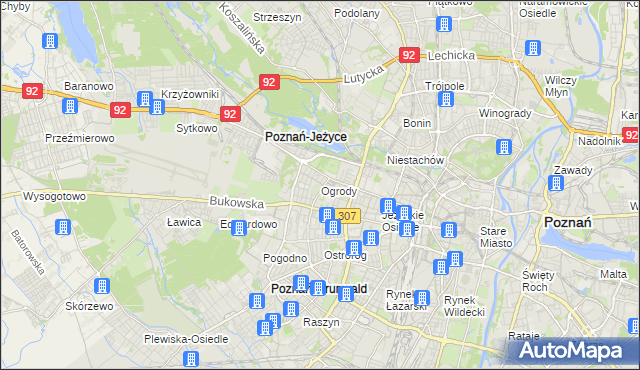 mapa Ogrody gmina Poznań, Ogrody gmina Poznań na mapie Targeo