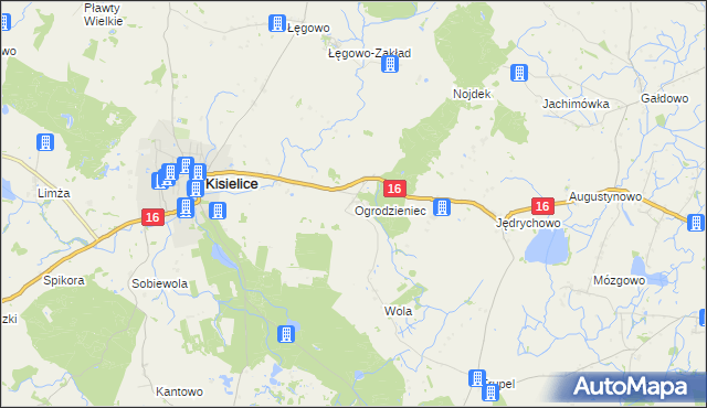 mapa Ogrodzieniec gmina Kisielice, Ogrodzieniec gmina Kisielice na mapie Targeo