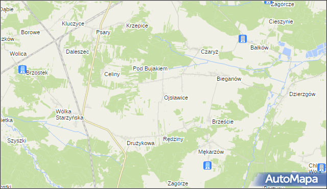 mapa Ojsławice, Ojsławice na mapie Targeo