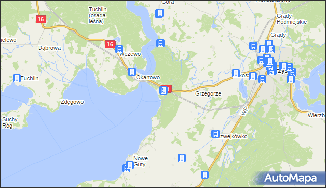 mapa Okartowo-Tartak, Okartowo-Tartak na mapie Targeo