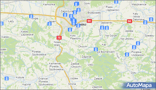 mapa Okocim, Okocim na mapie Targeo