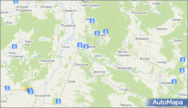 mapa Okoń, Okoń na mapie Targeo