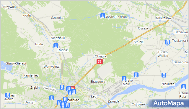 mapa Okrągła, Okrągła na mapie Targeo