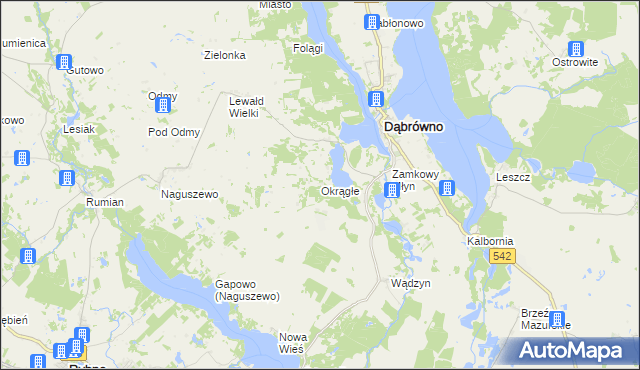 mapa Okrągłe gmina Dąbrówno, Okrągłe gmina Dąbrówno na mapie Targeo