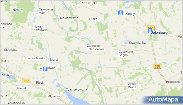 mapa Okrągłe gmina Jeleniewo, Okrągłe gmina Jeleniewo na mapie Targeo