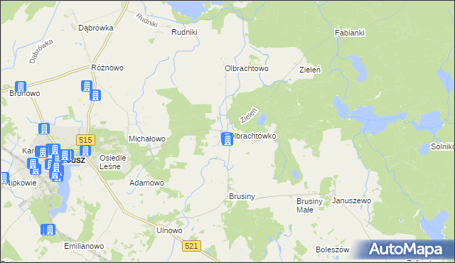 mapa Olbrachtówko, Olbrachtówko na mapie Targeo