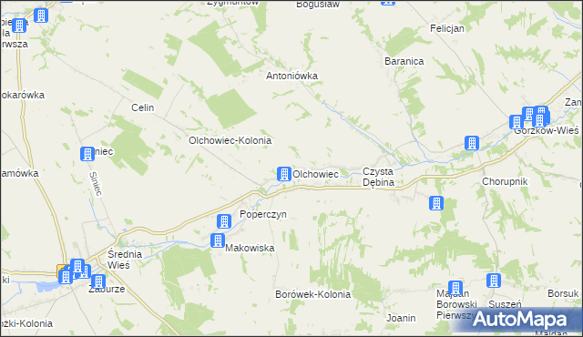 mapa Olchowiec gmina Żółkiewka, Olchowiec gmina Żółkiewka na mapie Targeo
