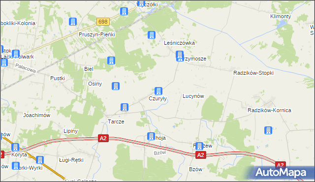 mapa Olędy gmina Zbuczyn, Olędy gmina Zbuczyn na mapie Targeo