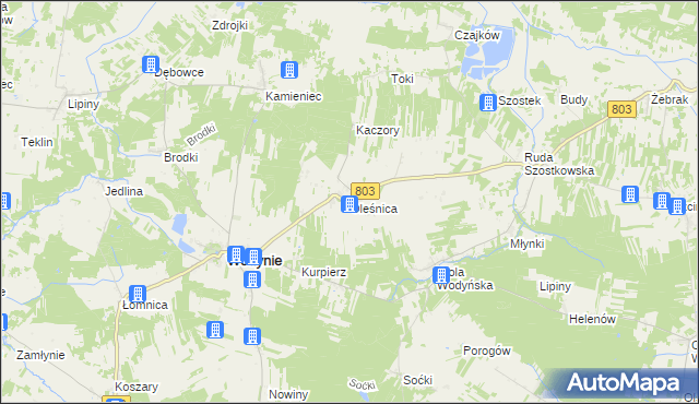 mapa Oleśnica gmina Wodynie, Oleśnica gmina Wodynie na mapie Targeo