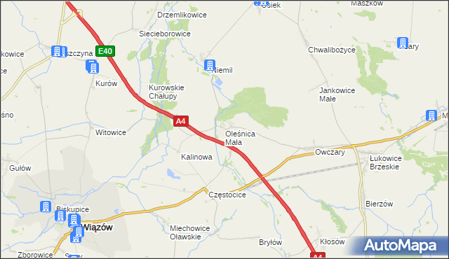 mapa Oleśnica Mała, Oleśnica Mała na mapie Targeo