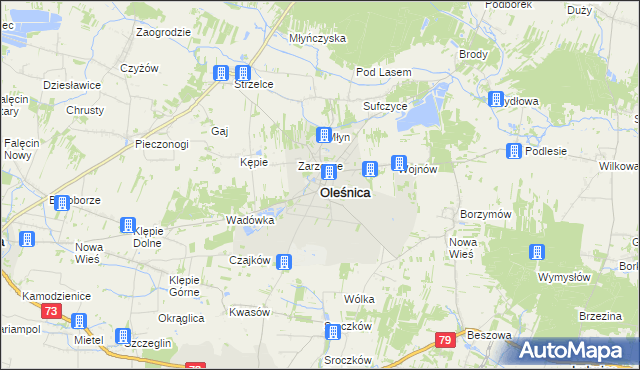 mapa Oleśnica powiat staszowski, Oleśnica powiat staszowski na mapie Targeo