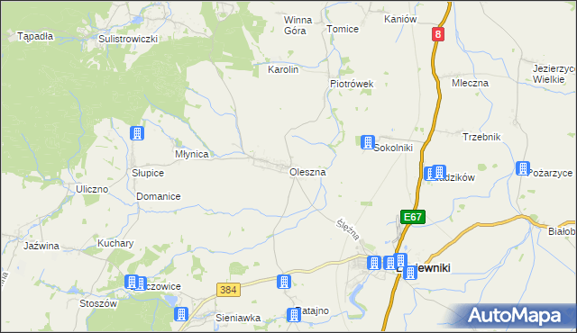 mapa Oleszna, Oleszna na mapie Targeo