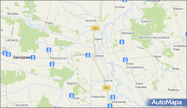 mapa Ołobok gmina Sieroszewice, Ołobok gmina Sieroszewice na mapie Targeo