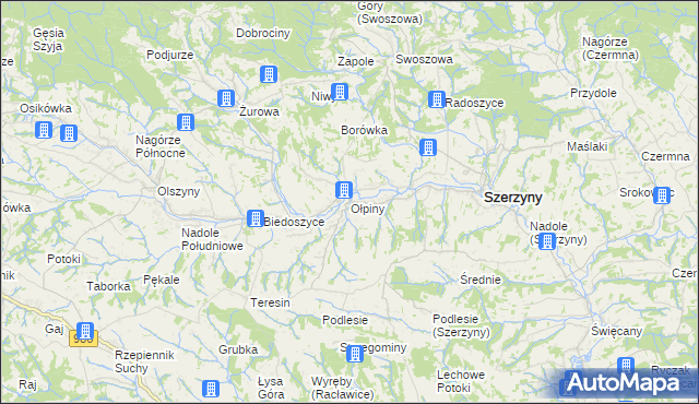 mapa Ołpiny, Ołpiny na mapie Targeo