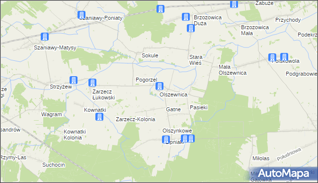 mapa Olszewnica gmina Kąkolewnica, Olszewnica gmina Kąkolewnica na mapie Targeo