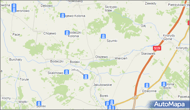 mapa Olszewo gmina Boćki, Olszewo gmina Boćki na mapie Targeo