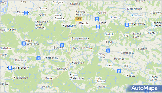 mapa Olszowa gmina Zakliczyn, Olszowa gmina Zakliczyn na mapie Targeo