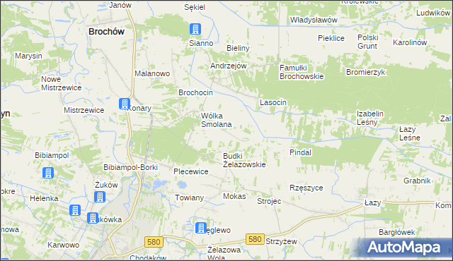 mapa Olszowiec gmina Brochów, Olszowiec gmina Brochów na mapie Targeo